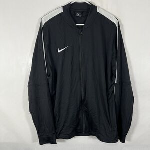 Nike Full Zip Track Jacket Men XL Black Blade Collar Zipper Pockets Athletic Fit